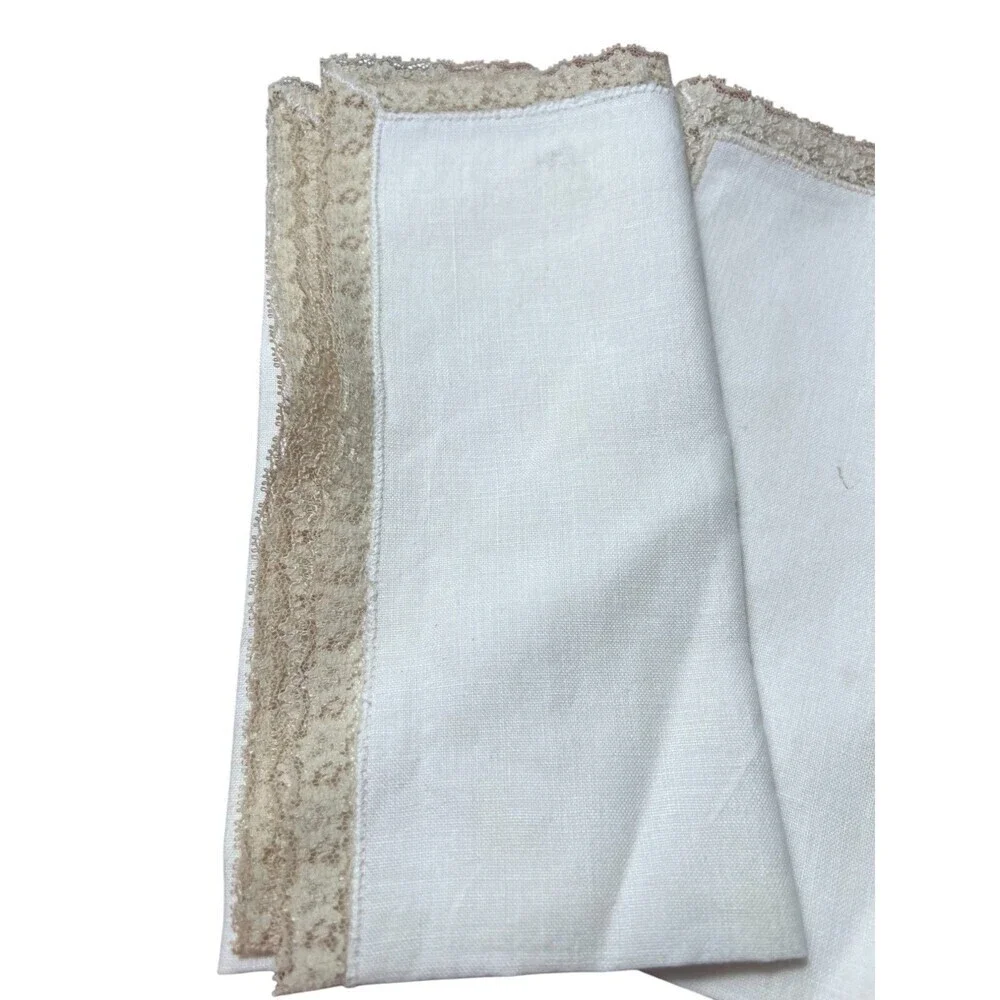 Lot of 4 Vintage Lace Edge Handkerchief Delicate Linen Collectibles 14in x 14in